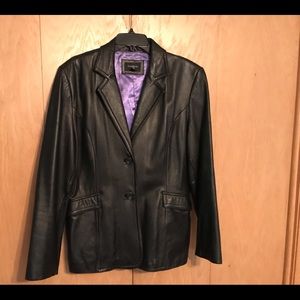 Black leather blazer - size XL